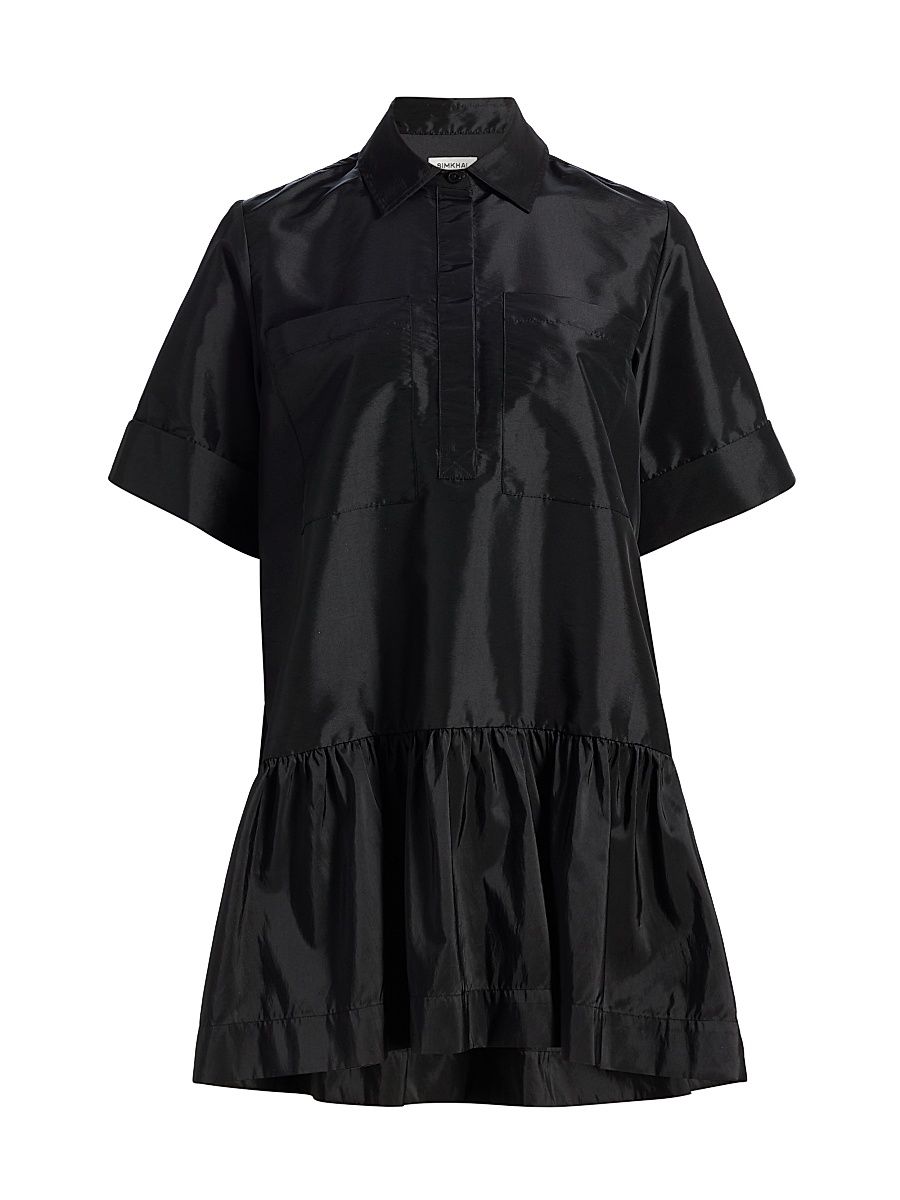 Women's Cris Ruffle-Hem Minidress - Black - Size XS