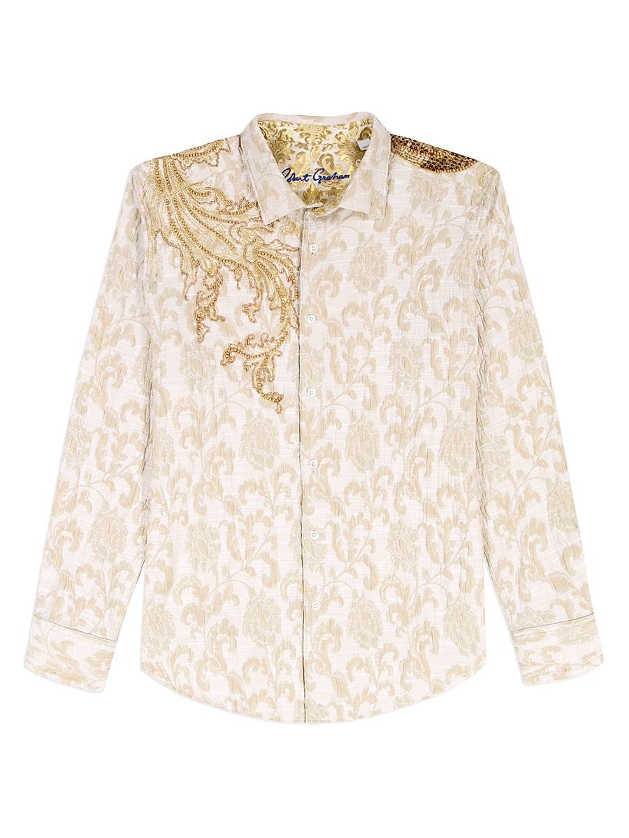 Men's Beaded Snake Shirt - Khaki - Size XXXL