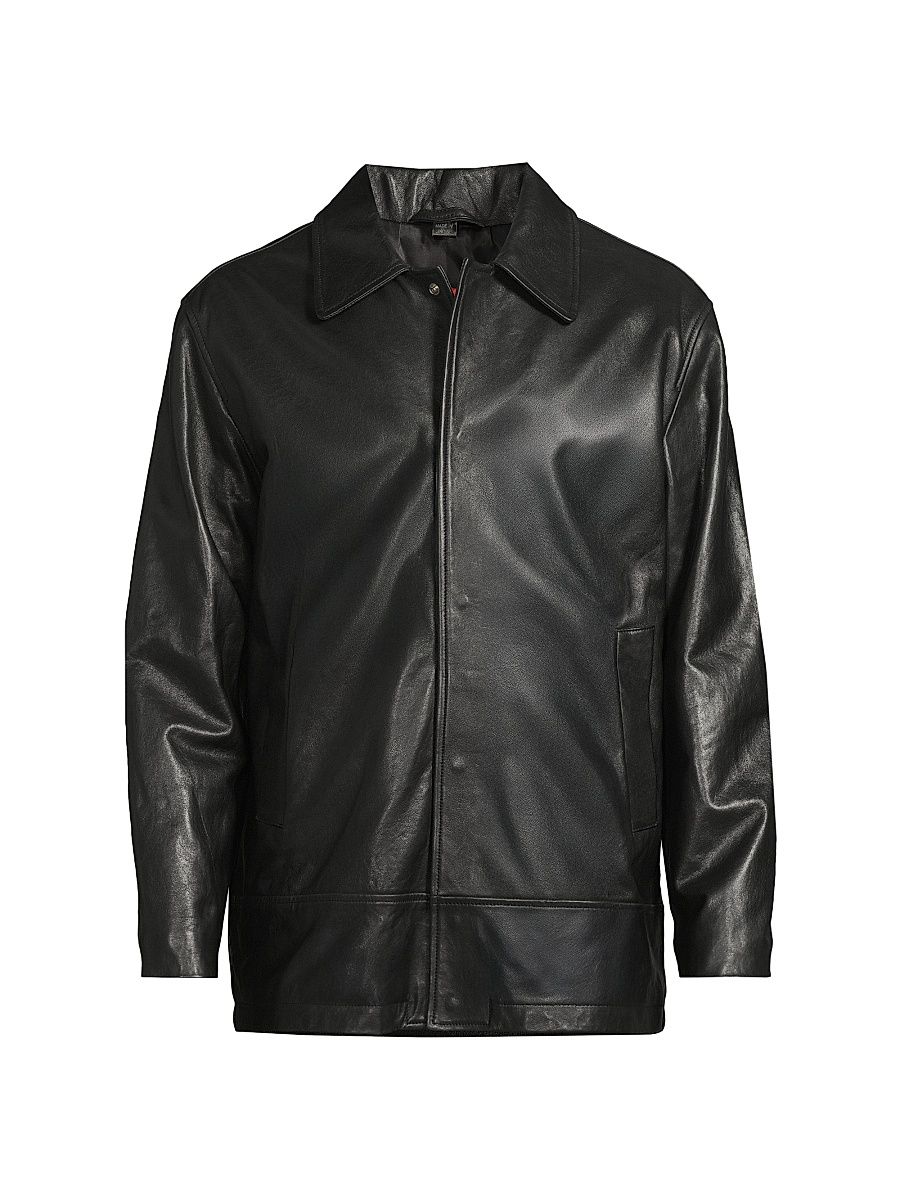 Men's Jess Leather Jacket - Black - Size 42