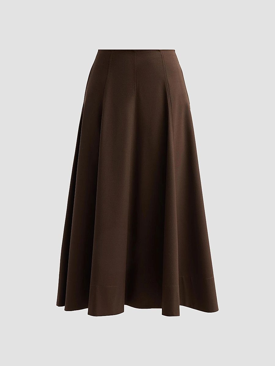 A. L.C. Women's Aminah Virgin Wool-Blend A-Line Midi Skirt - Coffee - Size 14