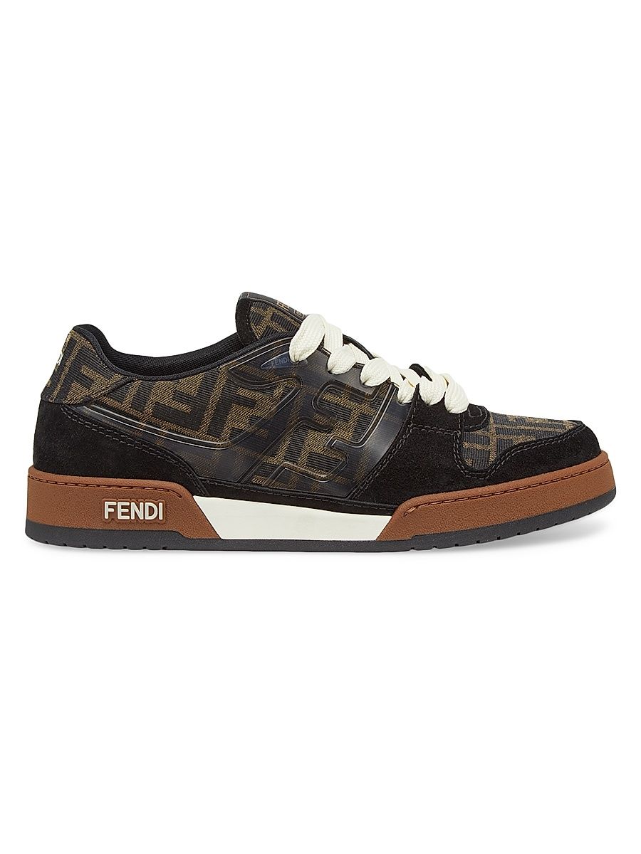 Men's Fendi Match Leather Sneakers - Nero Tabacco - Size 10