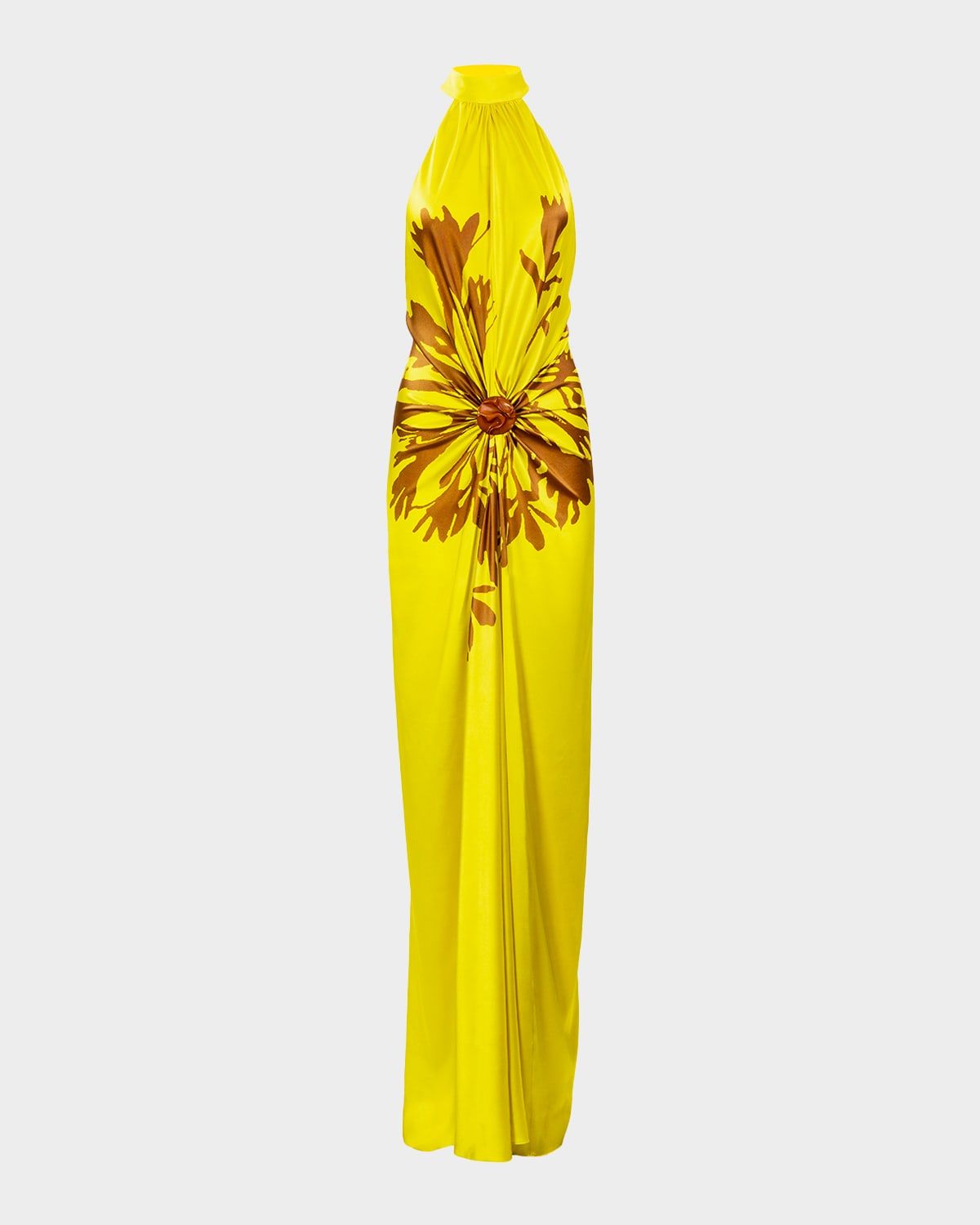 Koori Gathered Silk Halter Maxi Dress
