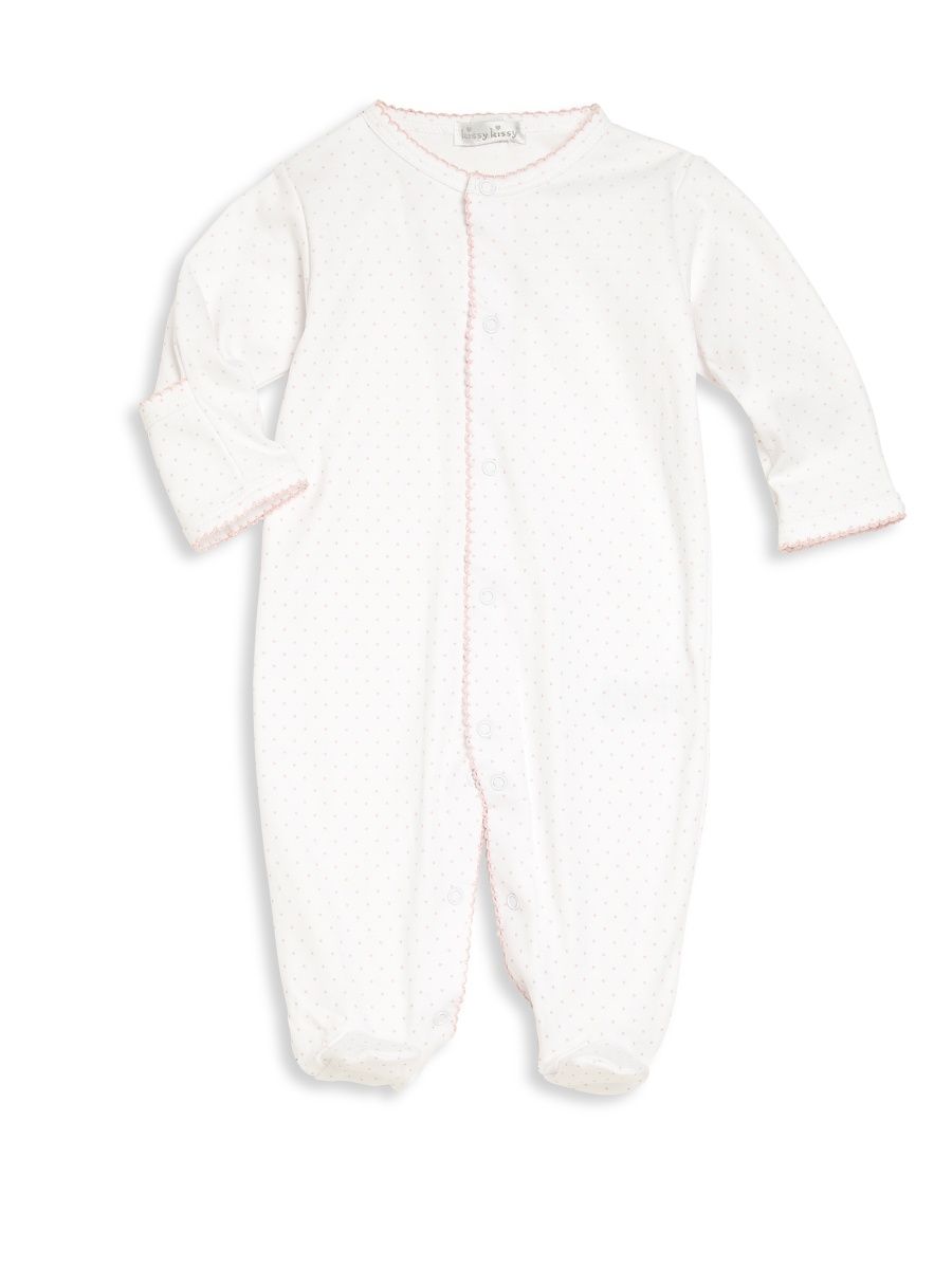 Kissy Kissy Girl's Baby Girl's Long-Sleeve Footie - White Pink - Size Newborn