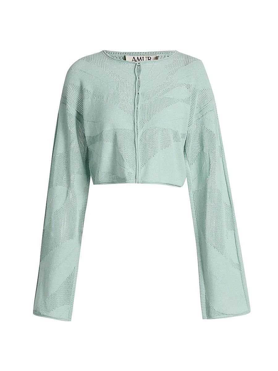 Women's Nyra Relaxed Crop Knit Cardigan - Sage Petal - Size Small