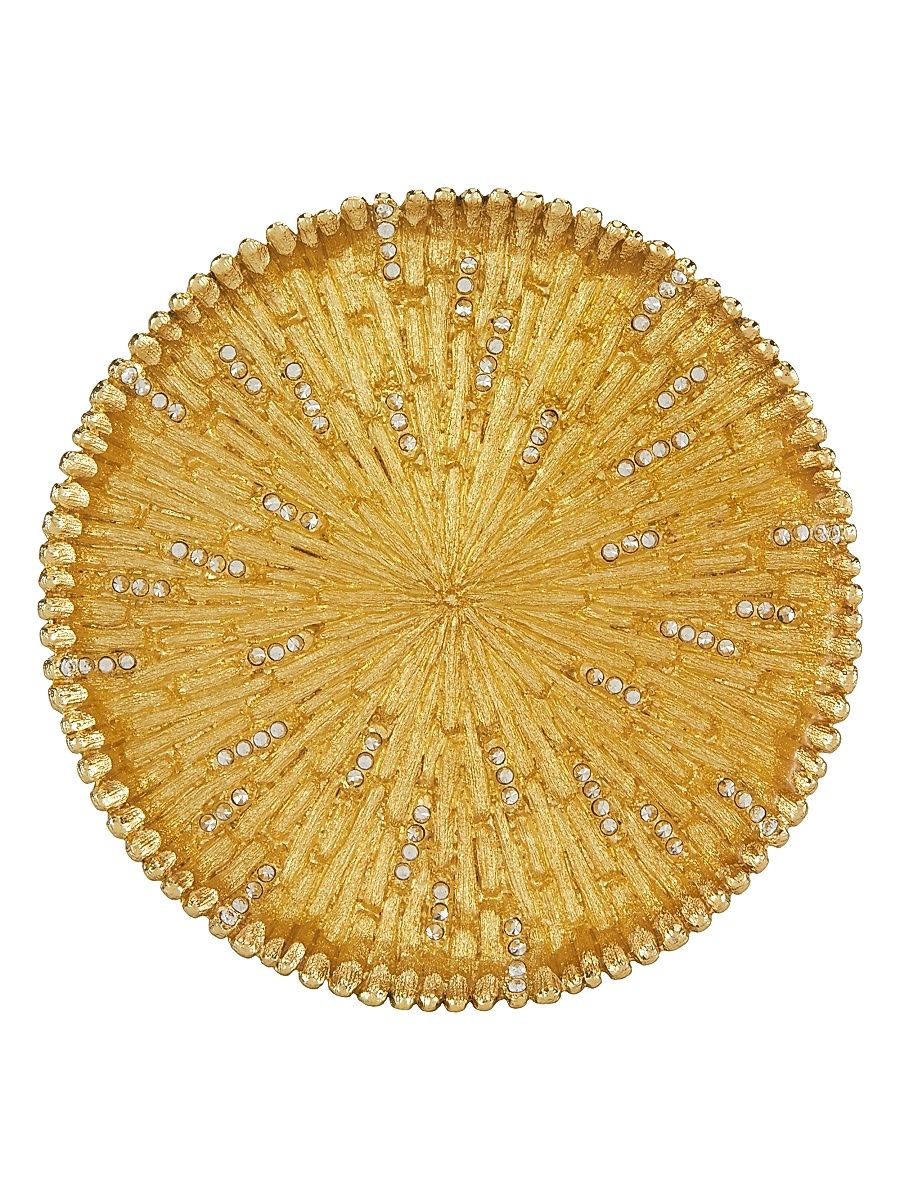 Crystal Enameled Round Coaster - Gold