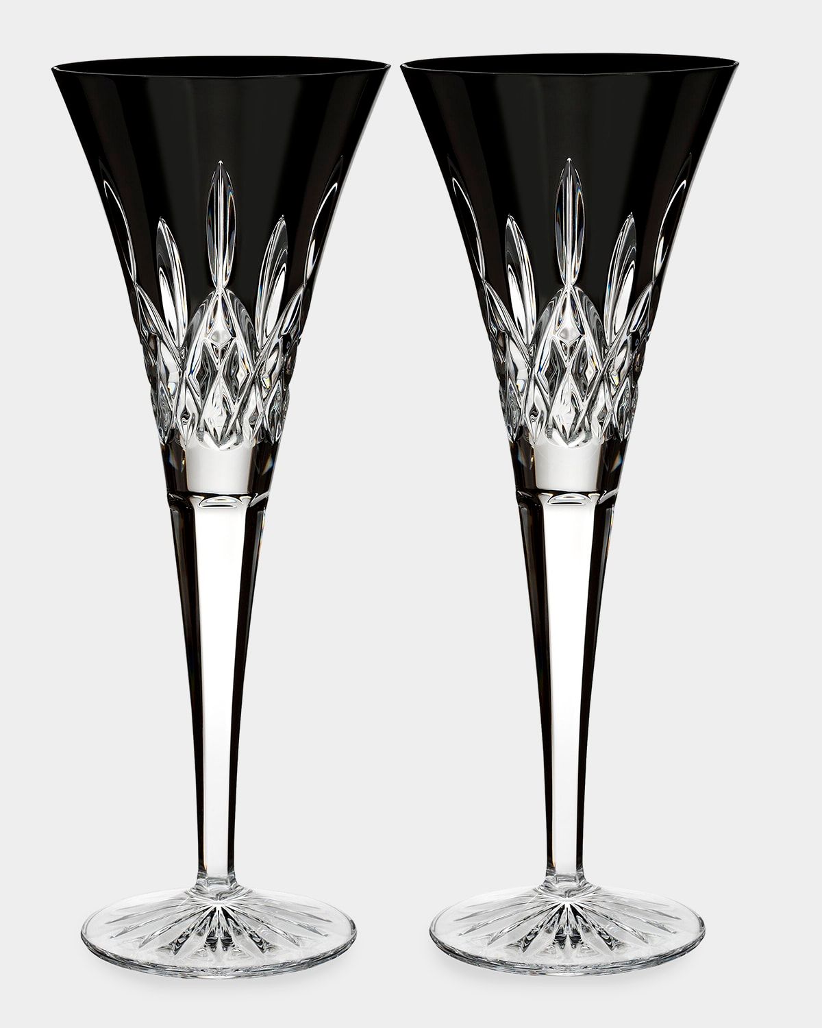 Lismore Black Flute Glasses, Set of 2