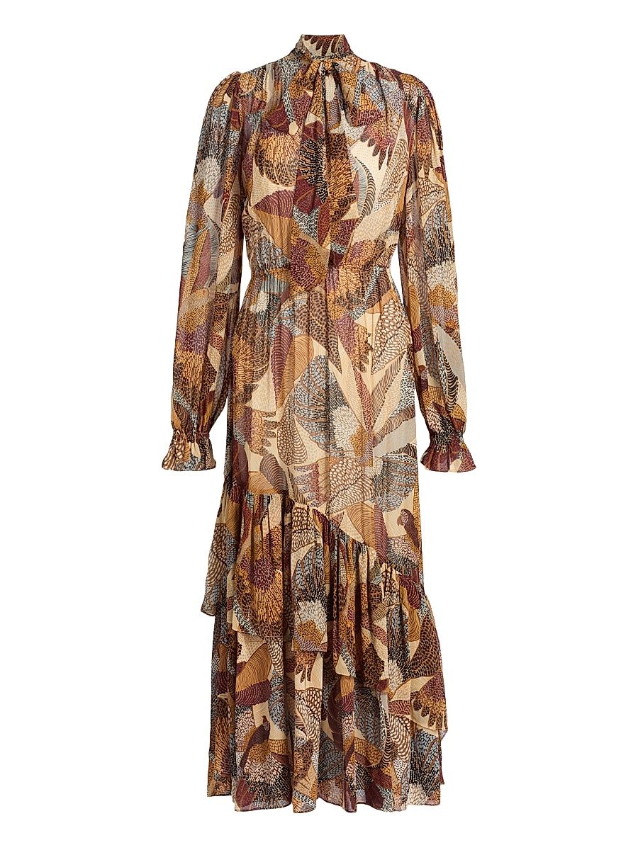 Women's Dotted Macaws Graphic Maxi Dress - Cream - Size Large