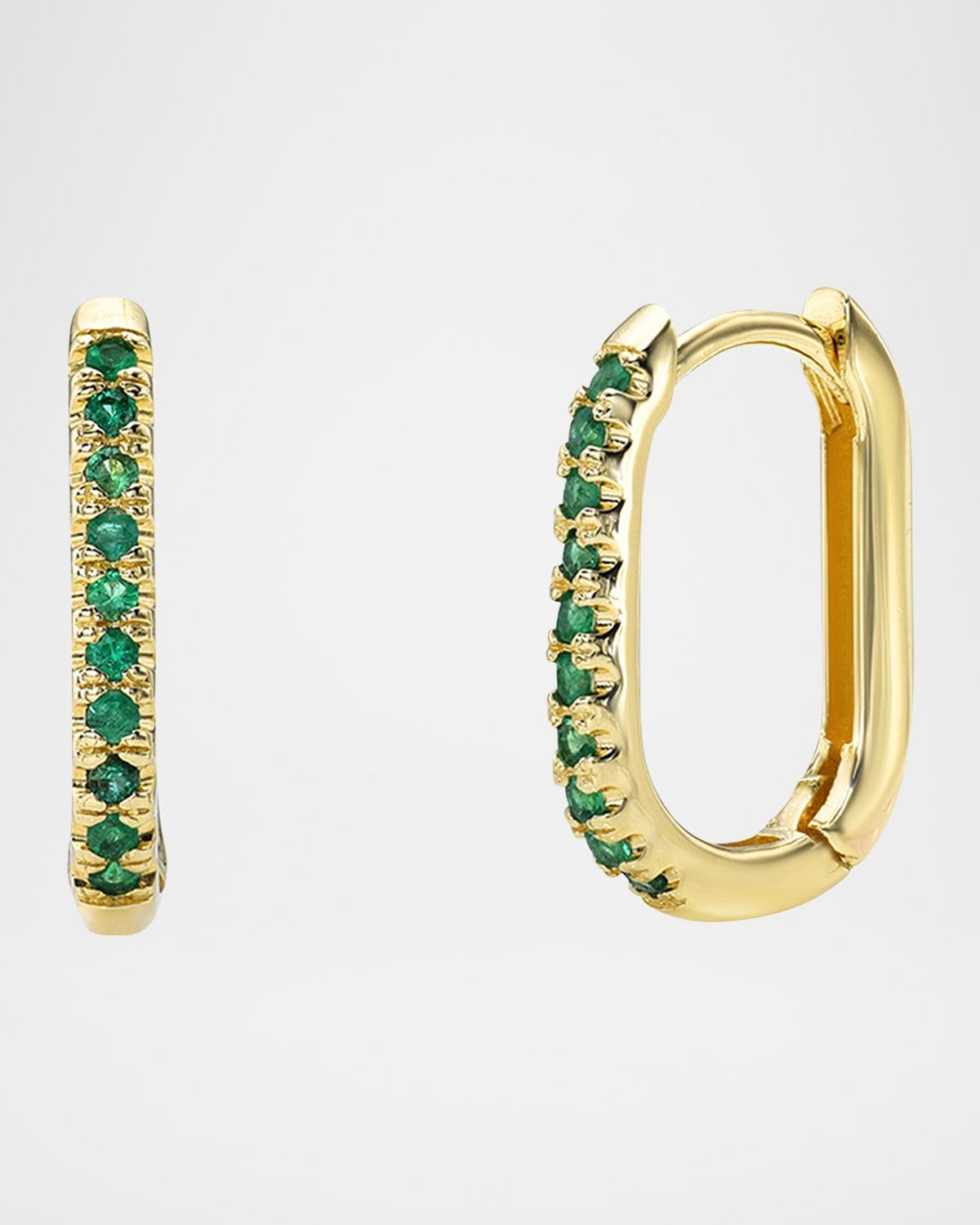 Emerald Oval Hoop Earrings