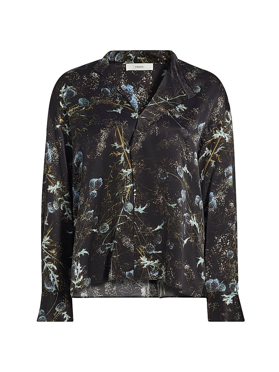 Women's Thistle Draped Collar Blouse - Aqua Shadow - Size Medium