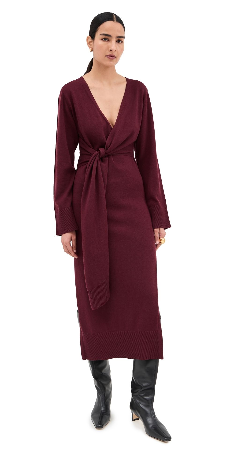 SIMKHAI Skyla Wrap Dress Sangria XL