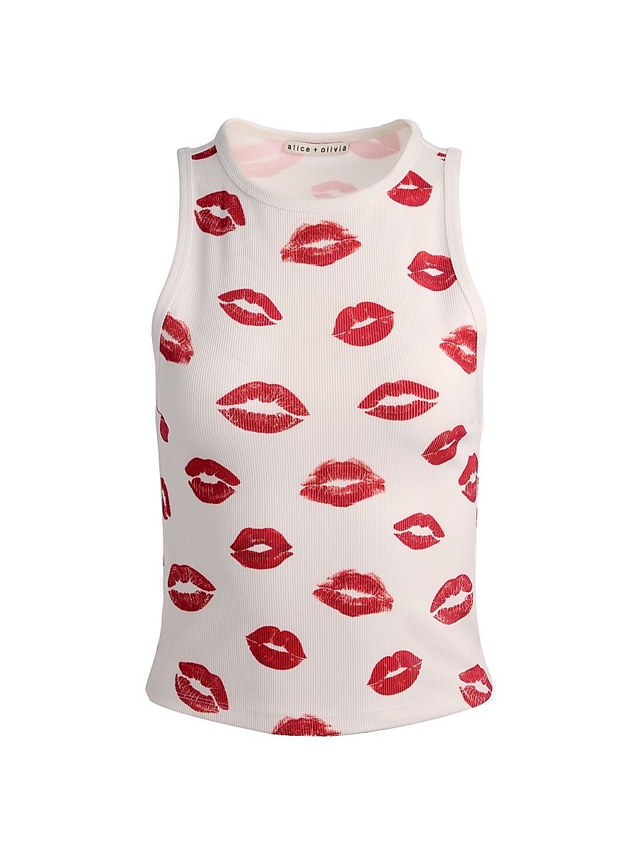 Women's Allen Kiss Rib-Knit Tank - Lips - Size Large