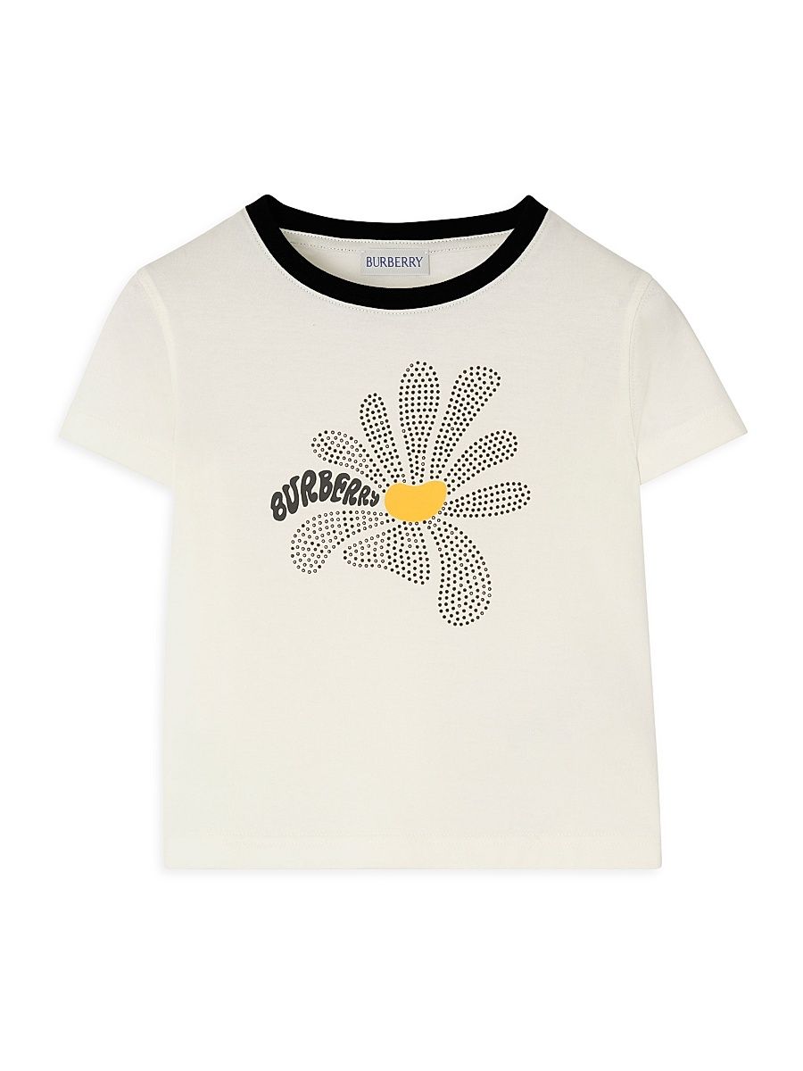 Little Girl's & Girl's Embellished Daisy Logo T-Shirt - Chalk White - Size 8