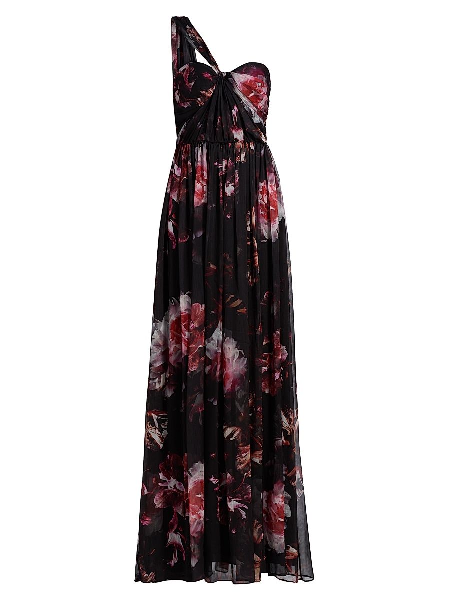 Women's Lina Asymmetric Chiffon Gown - Night Lotus - Size 16