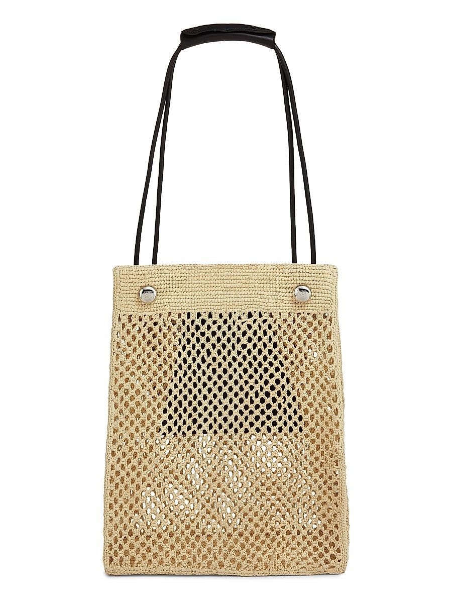 Men's LOEWE x Paula's Ibiza Pebble Hobo Honeycomb Raffia & Leather Tote Bag - Natural