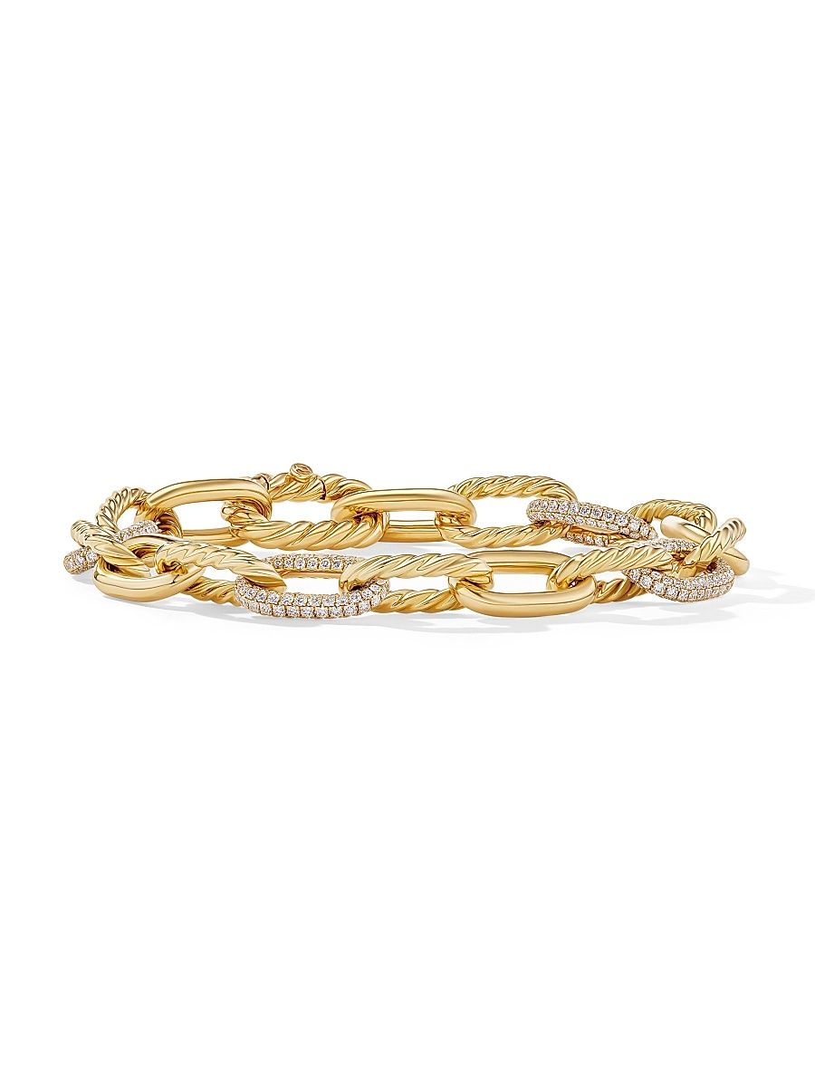 Women's DY Madison Chain Bracelet in 18K Yellow Gold - Diamond - Size Medium