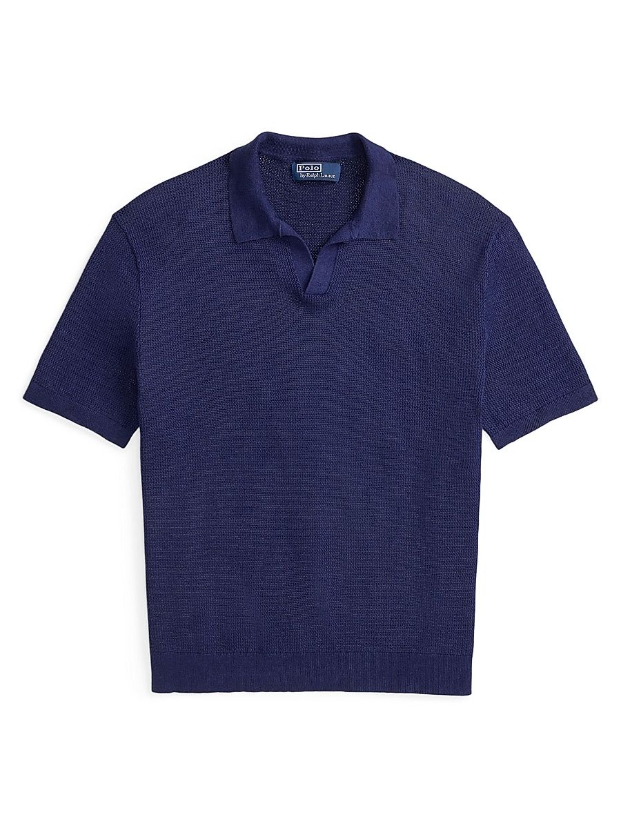 Men's Knit Linen-Blend Polo Shirt - New Classic Navy - Size XXL