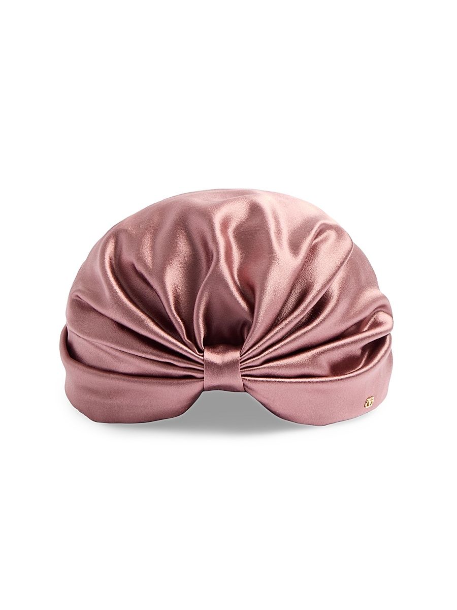 Women's Silk Turban Scarf - Gold Pink