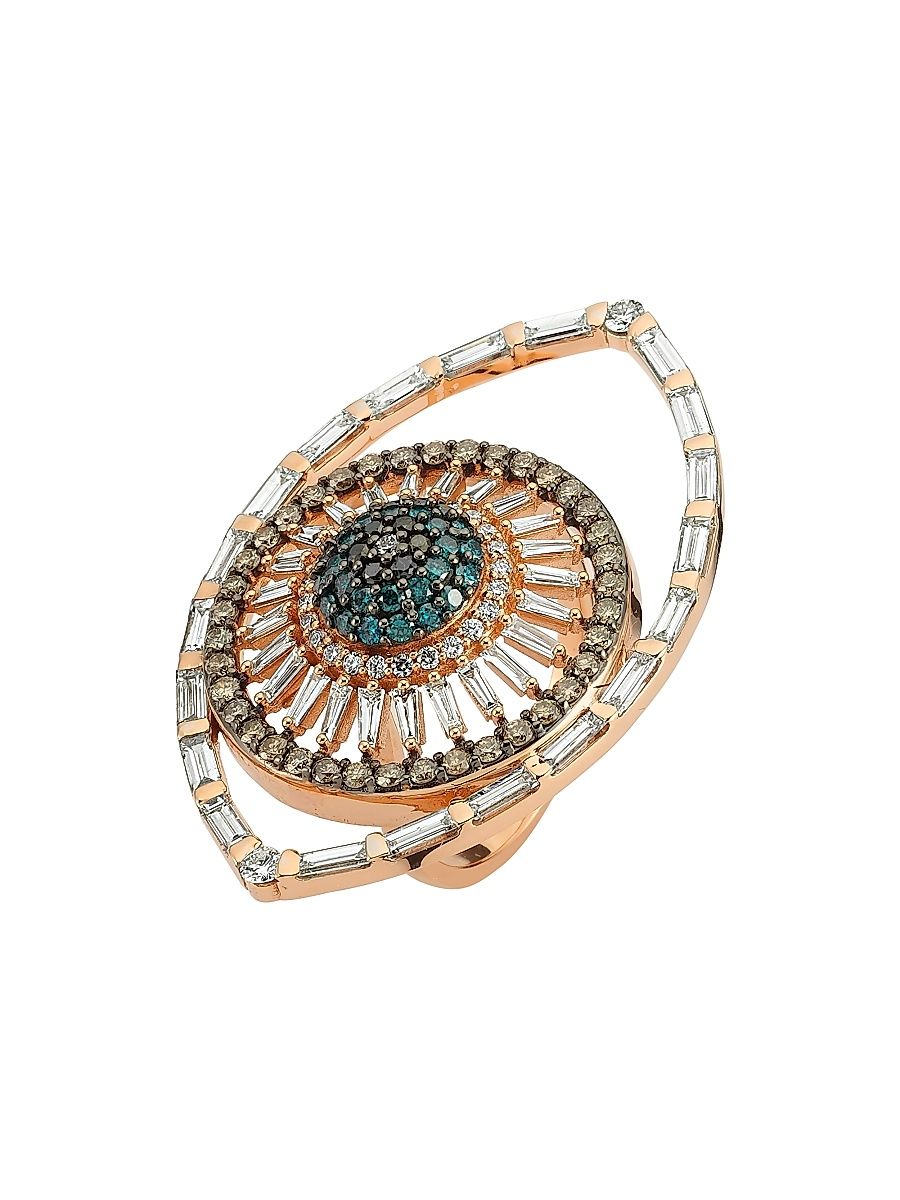Women's Eye Light 14K Rose Gold & Multicolor Diamond Ring - Rose Gold - Size 7