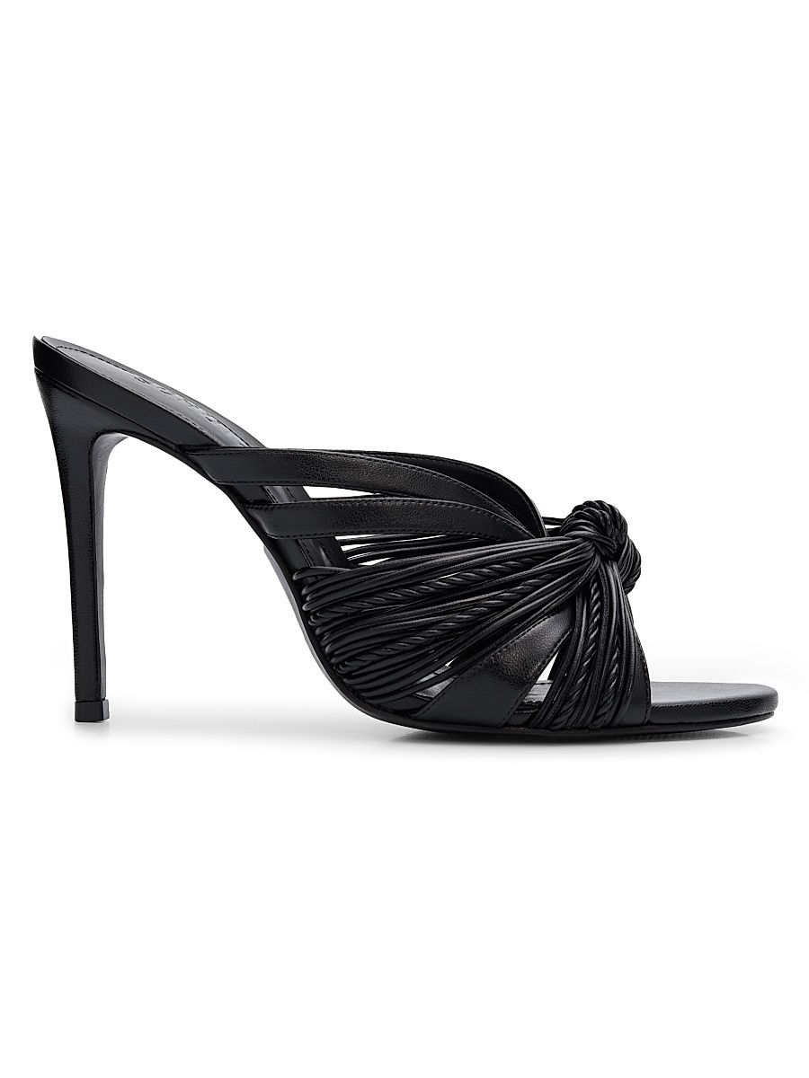 Women's Gaya 100MM Knotted Leather Sandals - Black - Size 11