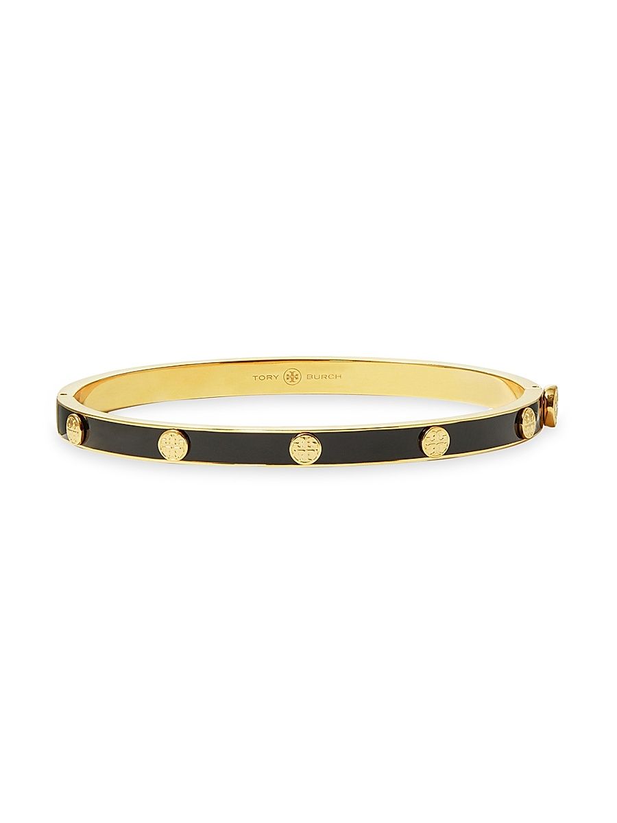 Women's Miller 18K Gold-Plated & Enamel Double-T Bracelet - Black