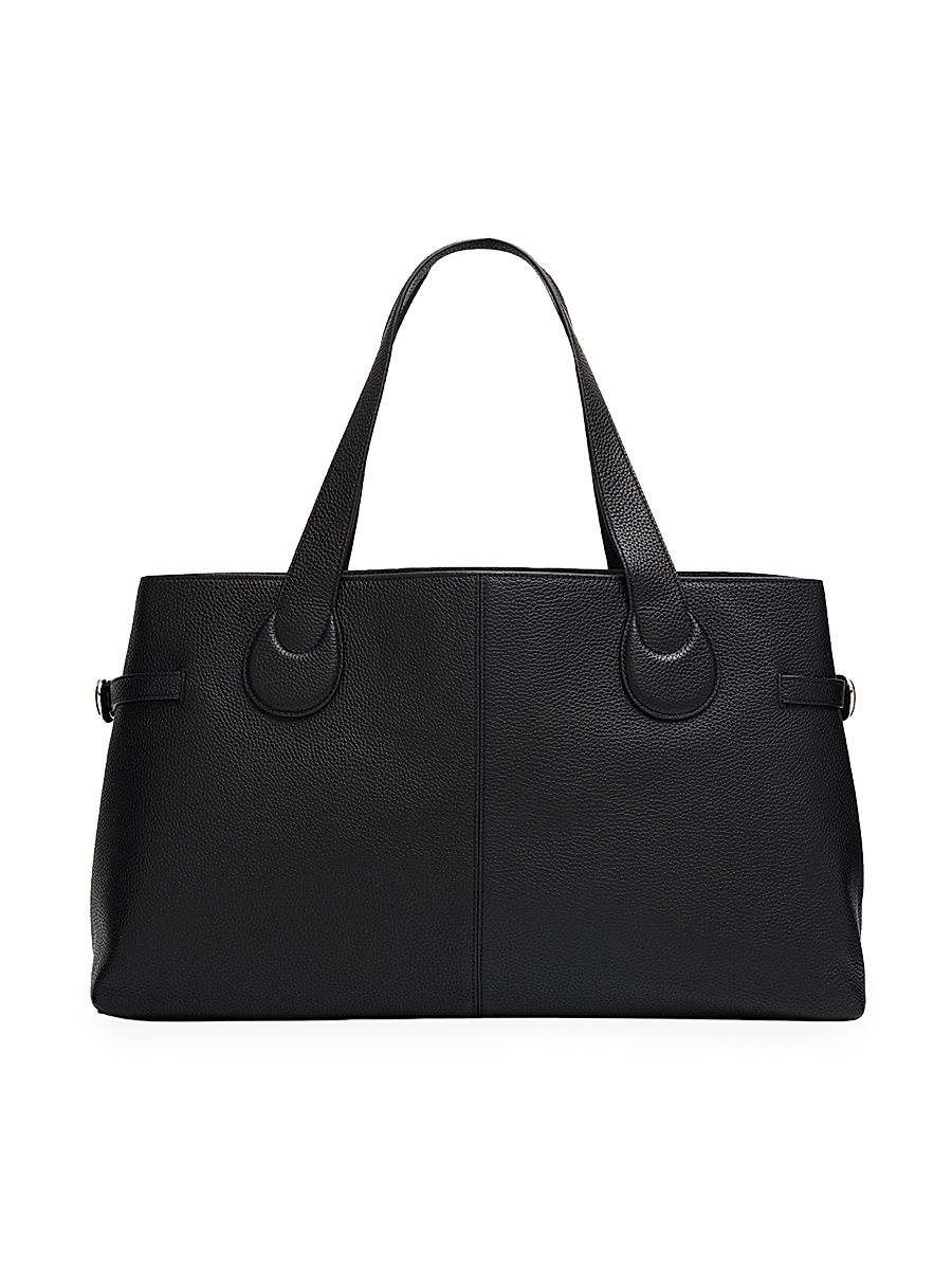 Women's Piper Grain-Leather Tote Bag - Black