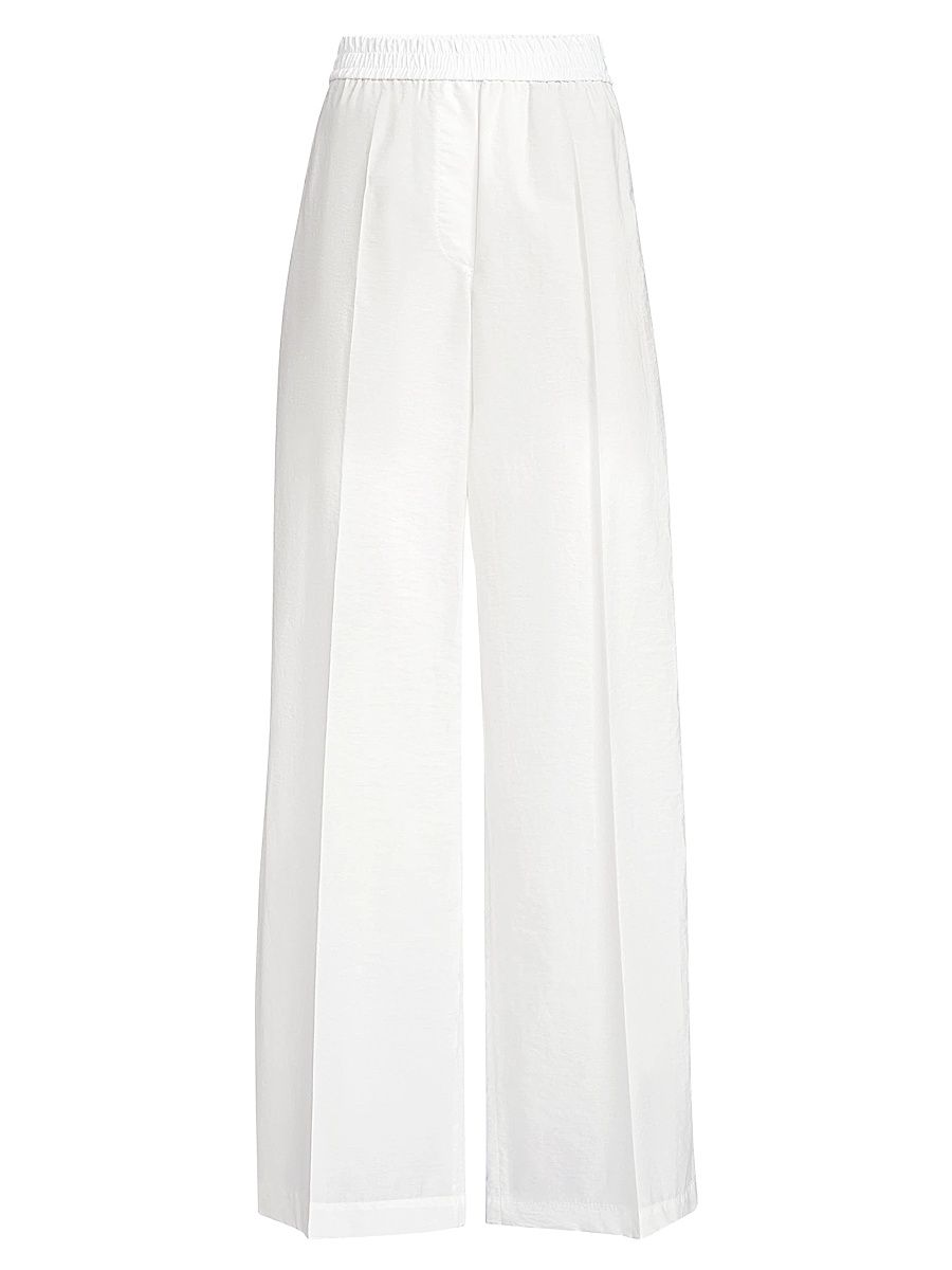 Women's Techno Cotton Poplin Loose Track Trousers - White - Size 10