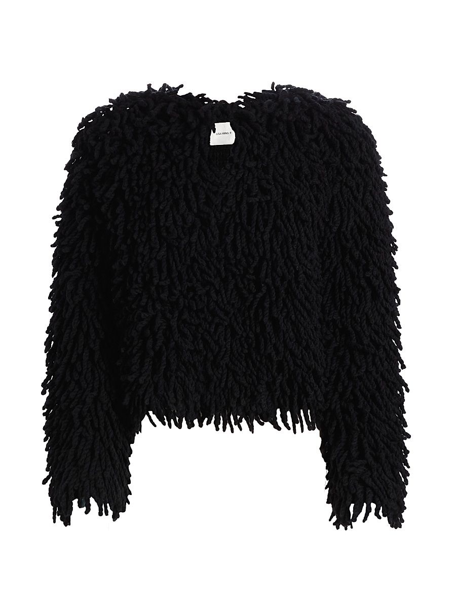 Women's Bon Cashmere Fringe Cardigan - Black - Size Medium