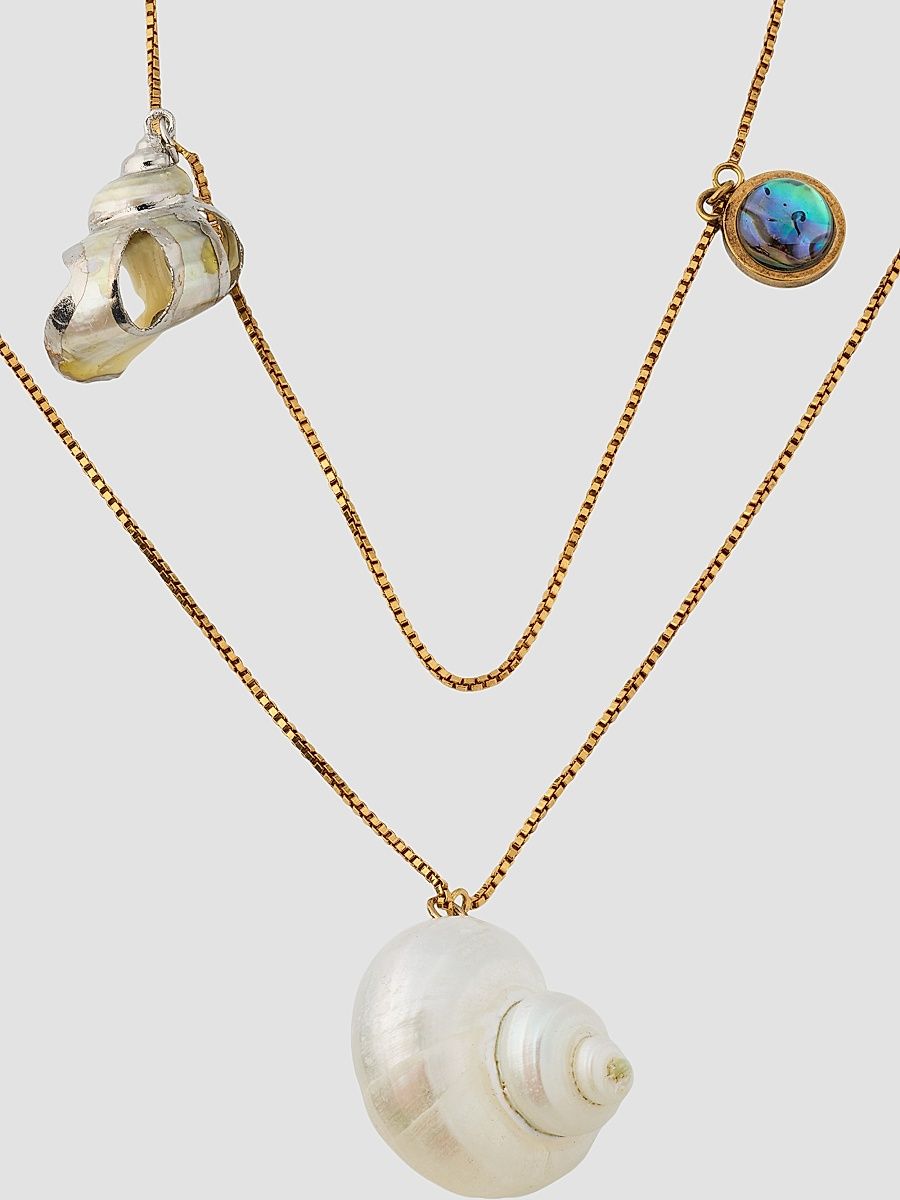Women's Shell Layered Necklace - Brass