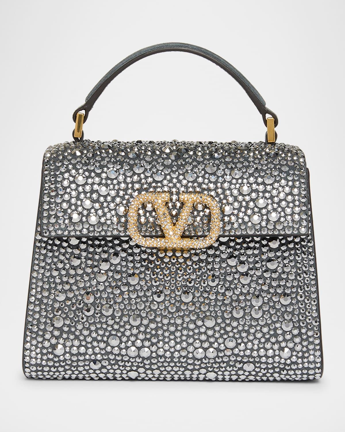 VSling Mini Rhinestone Suede Top-Handle Bag