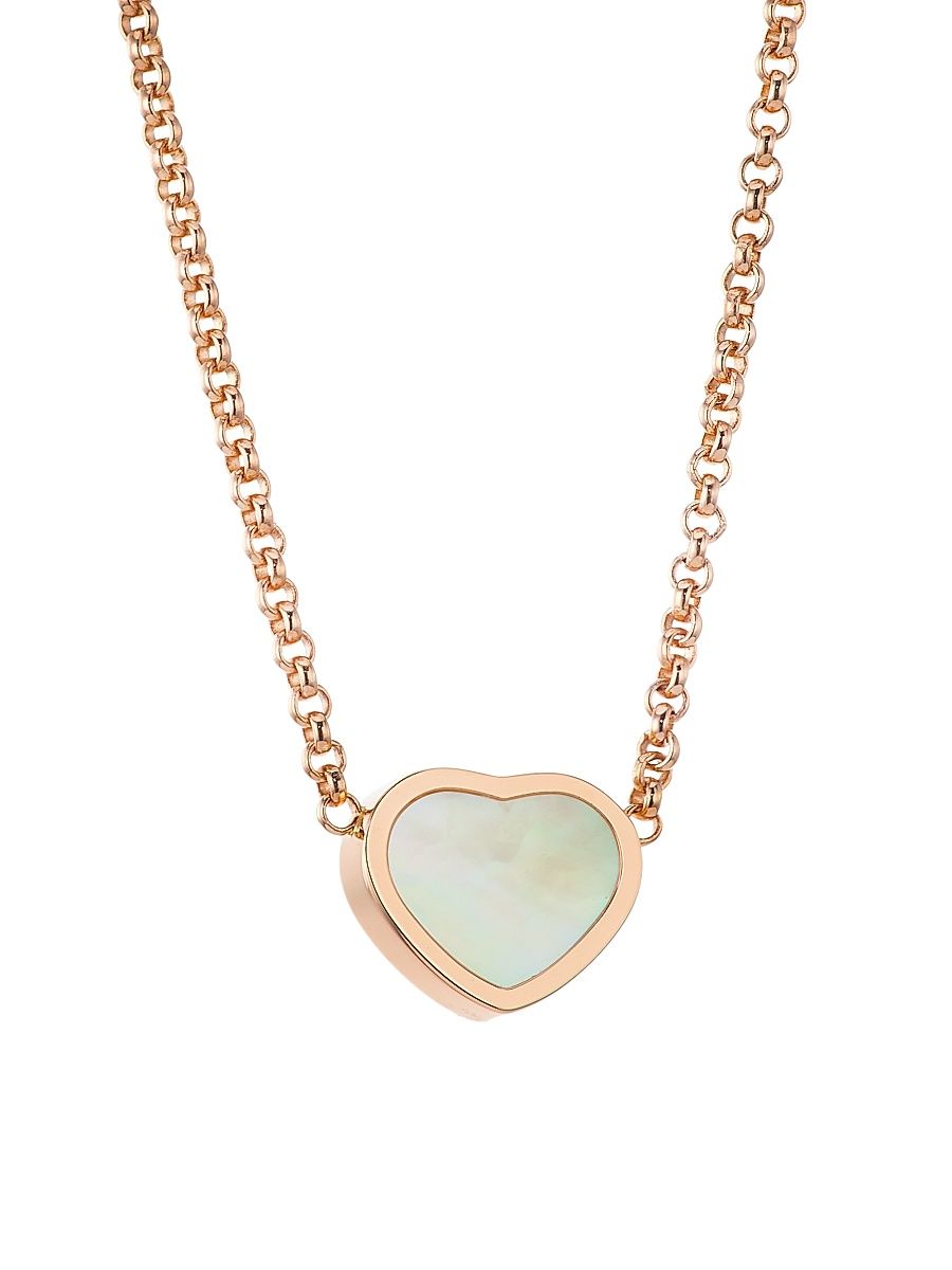 Women's My Happy Hearts 18K Rose Gold & Mother-Of-Pearl Heart Pendant Necklace - Pink