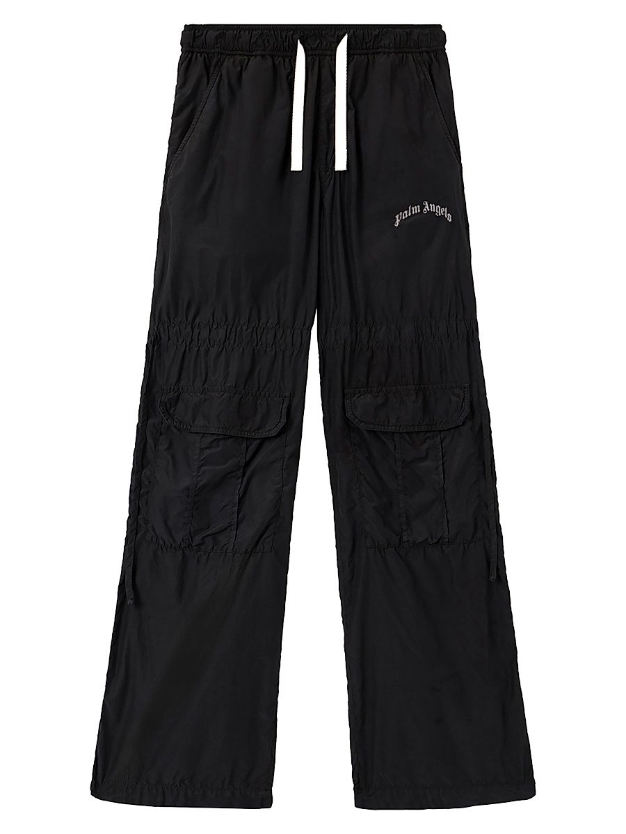 Men's Curved Logo Drawstring Cargo Pants - Black Off White - Size 34