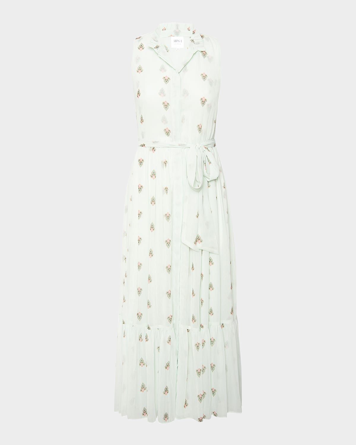 Thebez Ruffled High-Neck Midi Dress