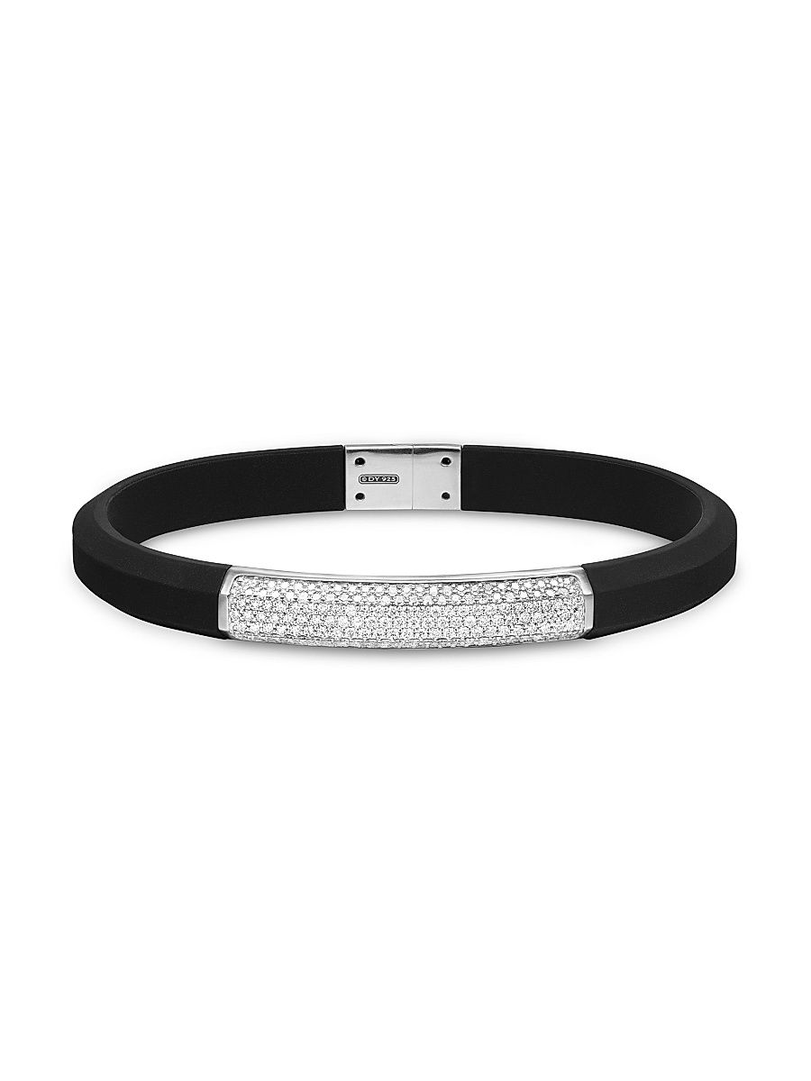 Men's Streamline ID Bracelet in Rubber - Diamond - Size Medium