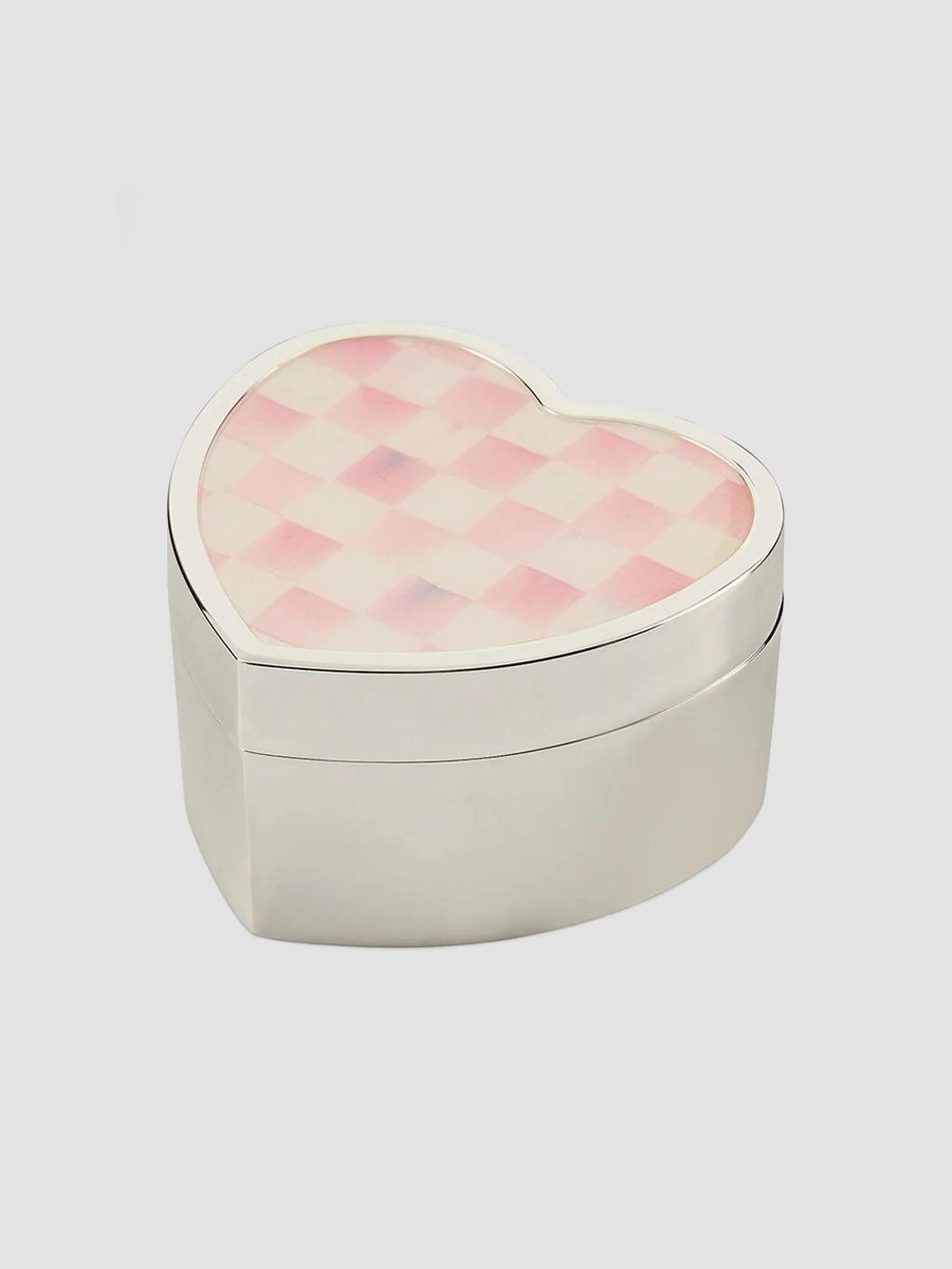MacKenzie-Childs Rosy Check Heart Trinket Box