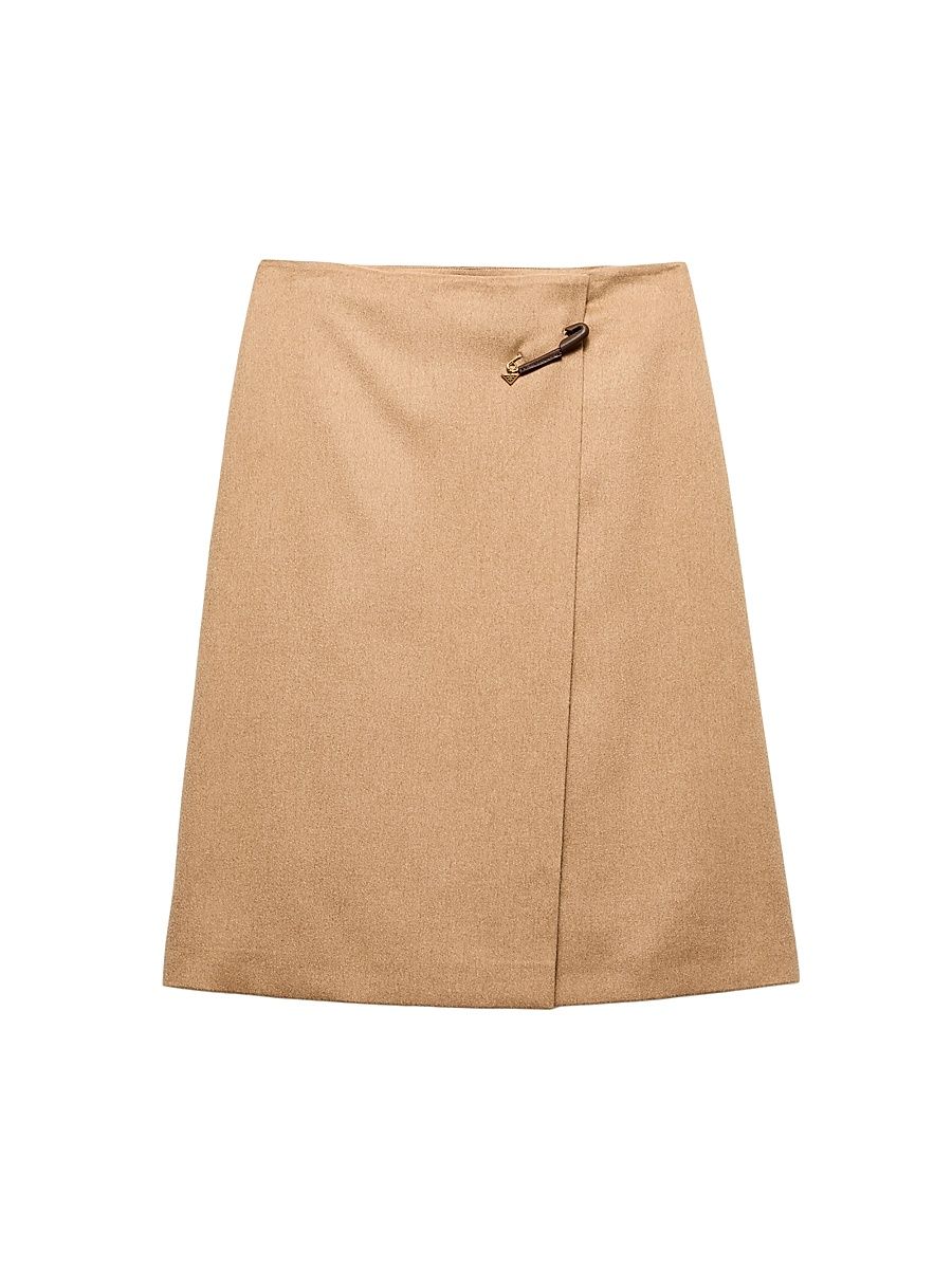 Women's Camel Hair Midi Skirt - Brown - Size 6