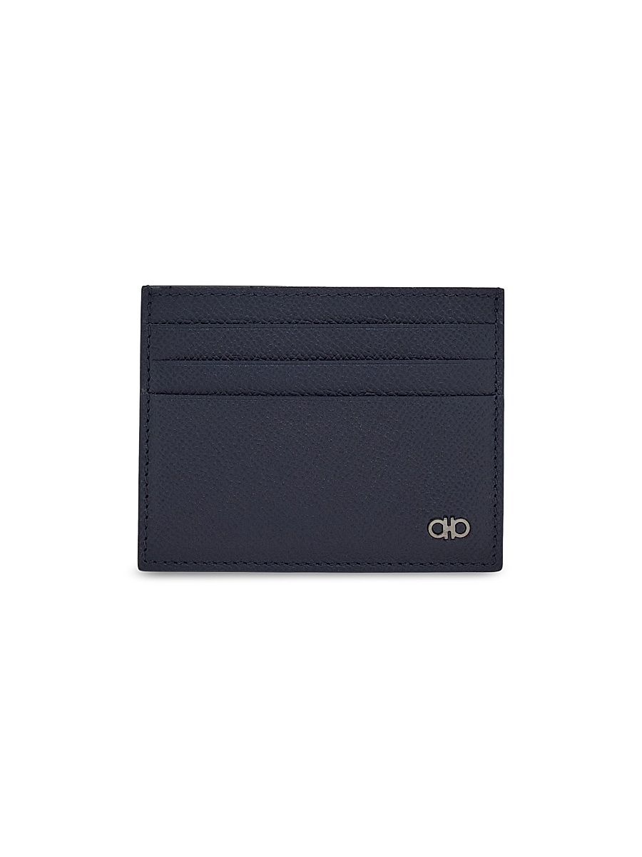 Men's Gancio Leather Card Case - Navy Nero