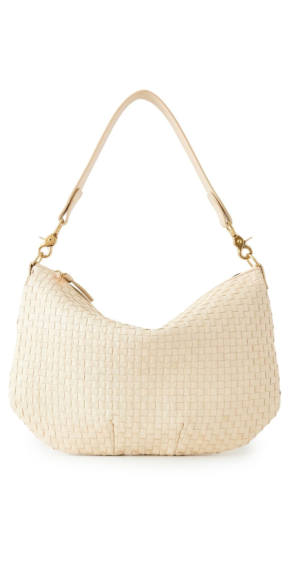 Clare V. Moyen Messenger Cream Woven Checker One Size
