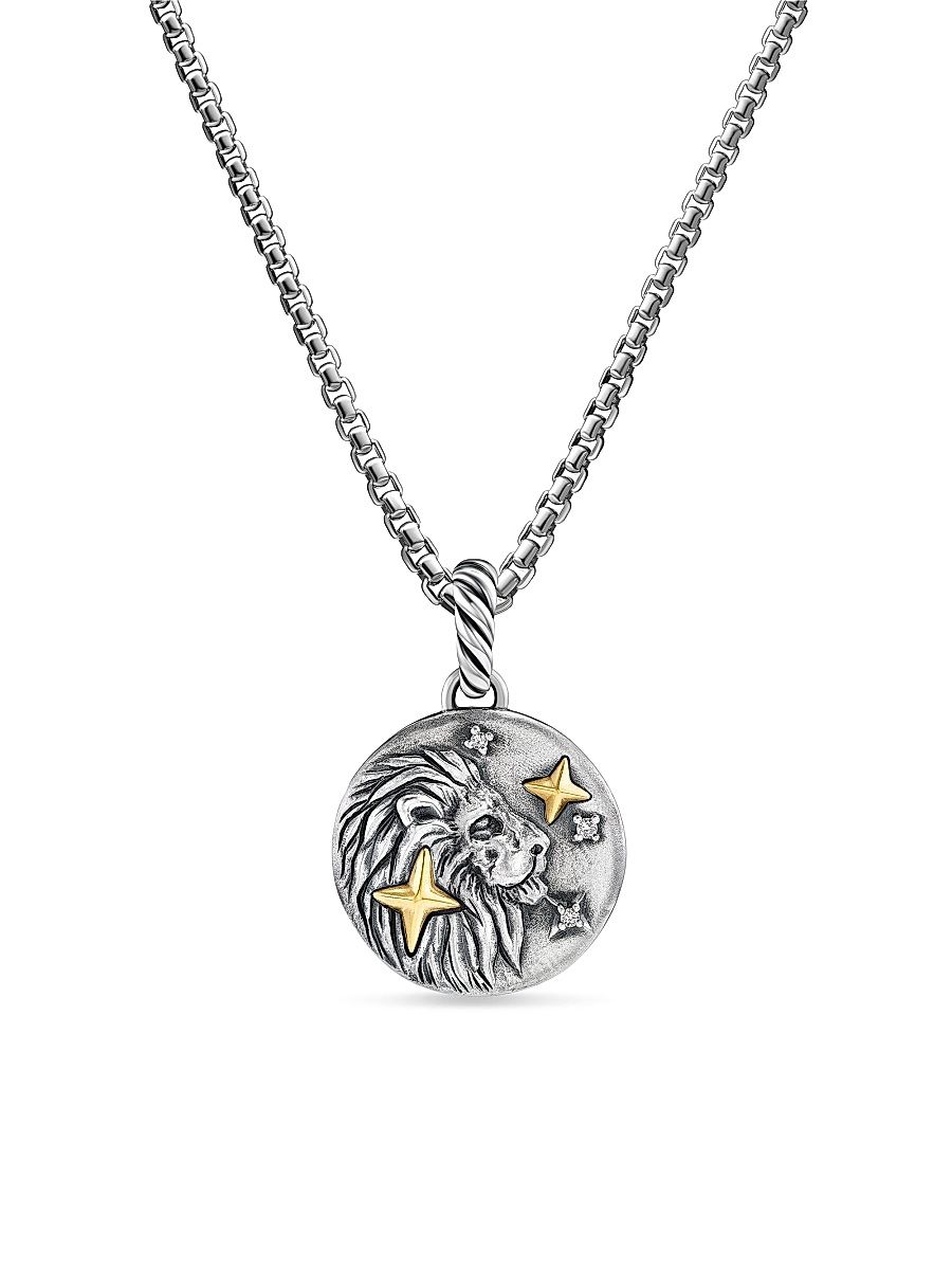 David Yurman Women's Amulet in Sterling Silver with 18K Yellow Gold and Diamonds, 19MM - Leo