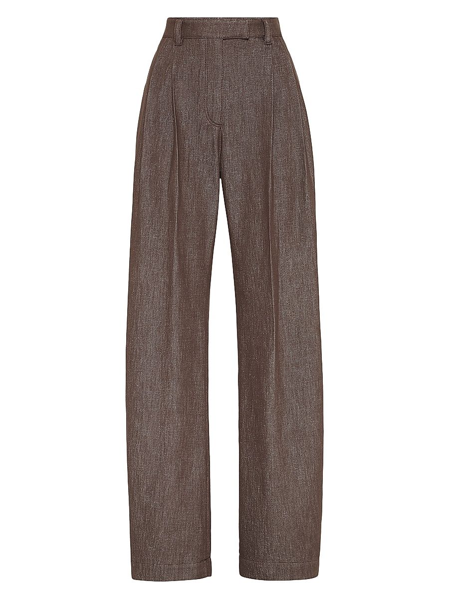 Women's Sparkling No Fade Denim Loose Curved Trousers - Cocoa - Size 12