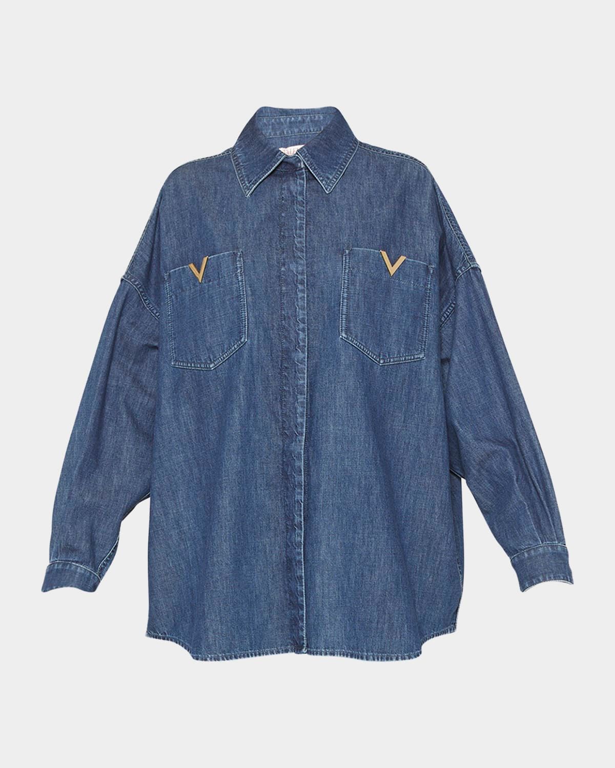 V-Logo Chambray Denim Shirt