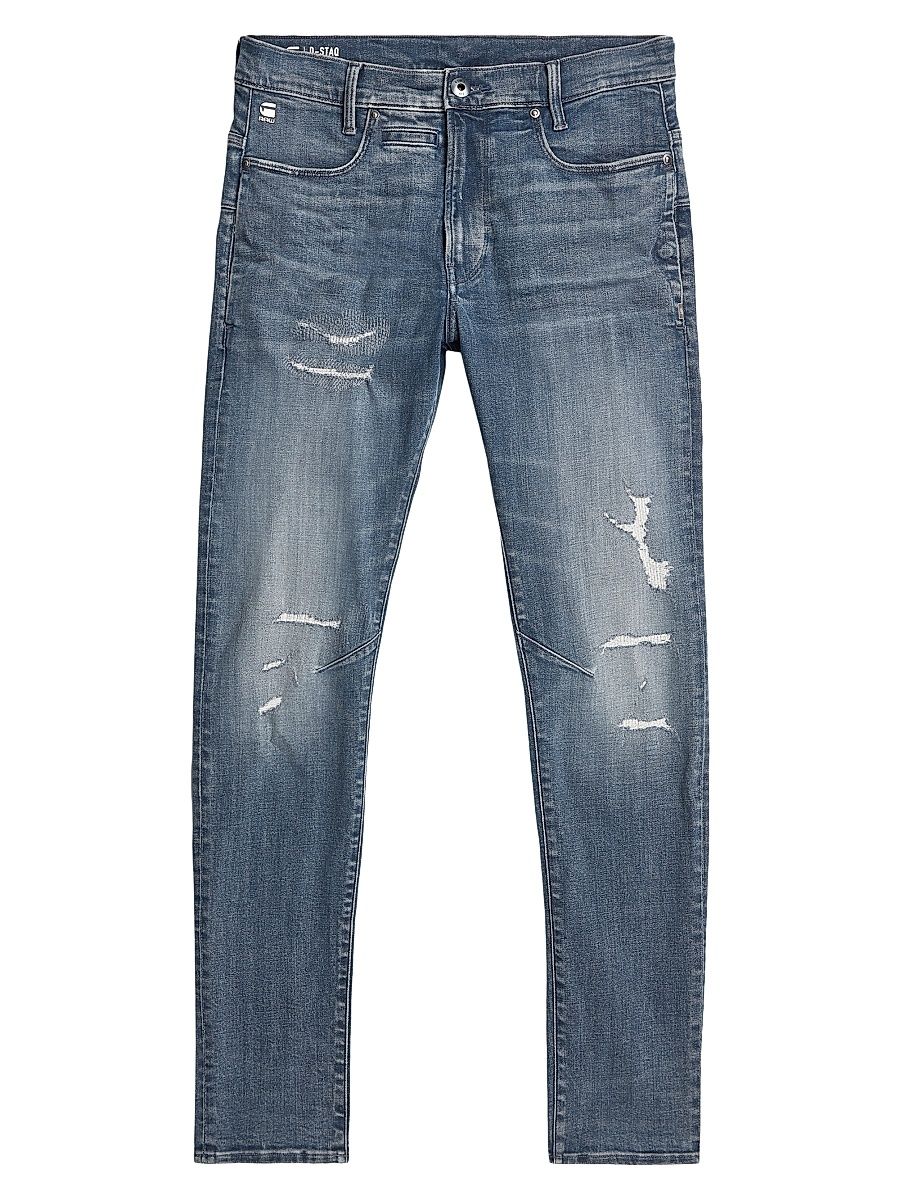 Men's Staq 3D Mid-Rise Slim-Fit Jeans - Faded Blue Pebble Restored - Size 36