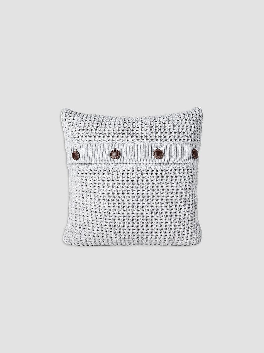 Brunello Cucinelli Cotton Feather Yarn Net Knit Cushion - Light Grey