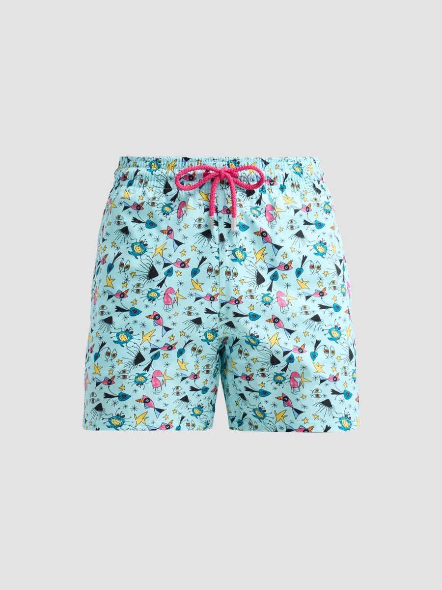 Vilebrequin Men's Aquatic Carnival Drawstring Swim Shorts - Island Turtle - Size XXL