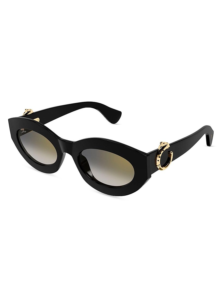 Women's Panthère Classic 53MM Oval Sunglasses - Black