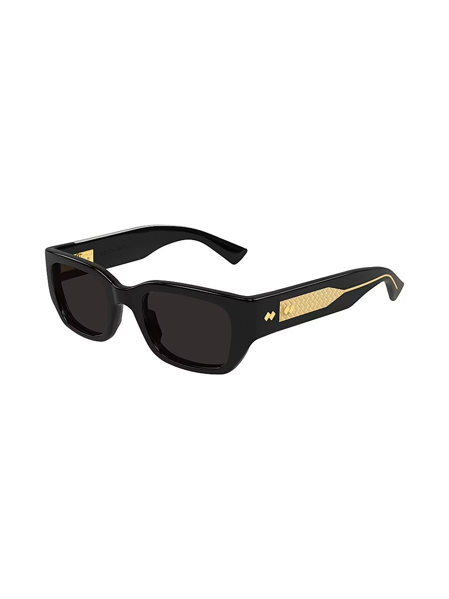 Men's Intrecciato Wirecore 51MM Rectangular Sunglasses - Black