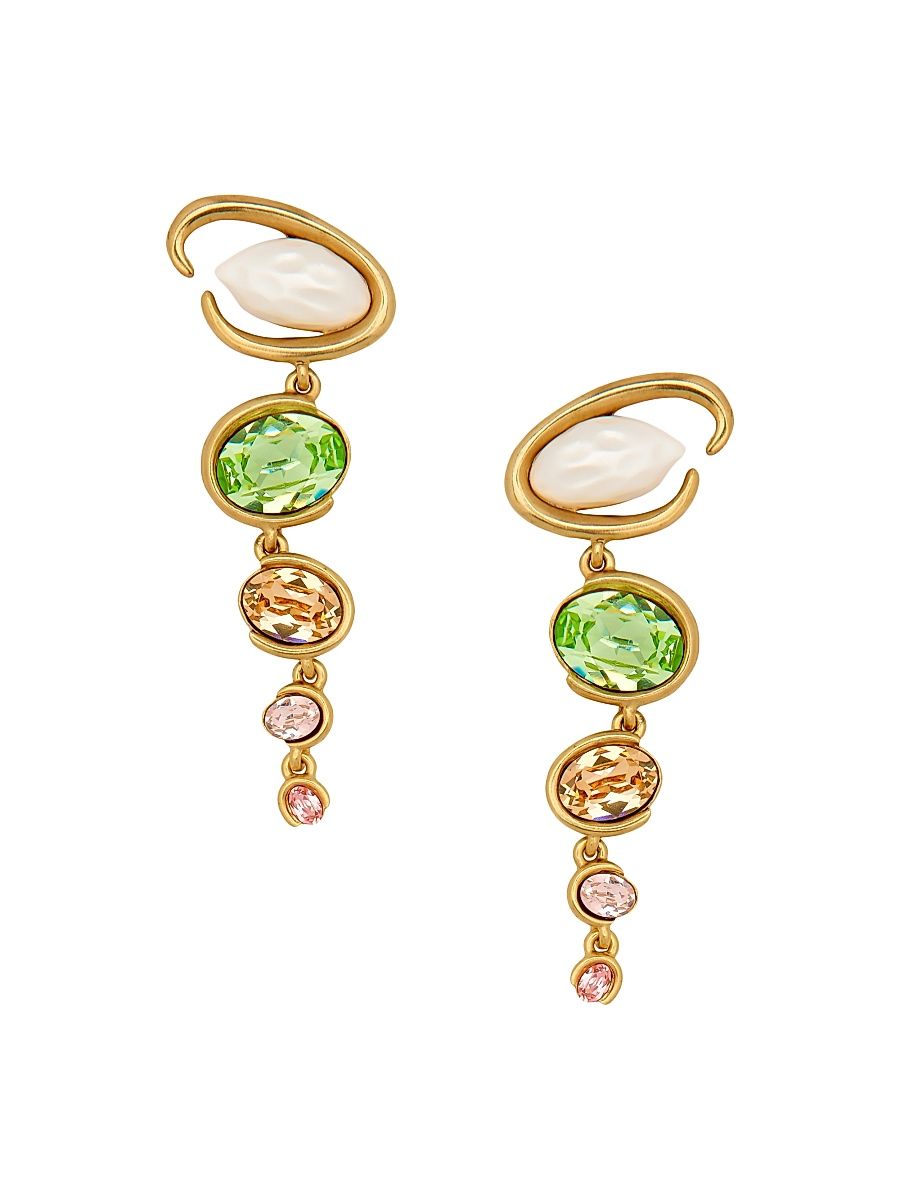 Women's Goldtone, Glass Crystal and Imitation Pearl Clip-On Drop Earrings