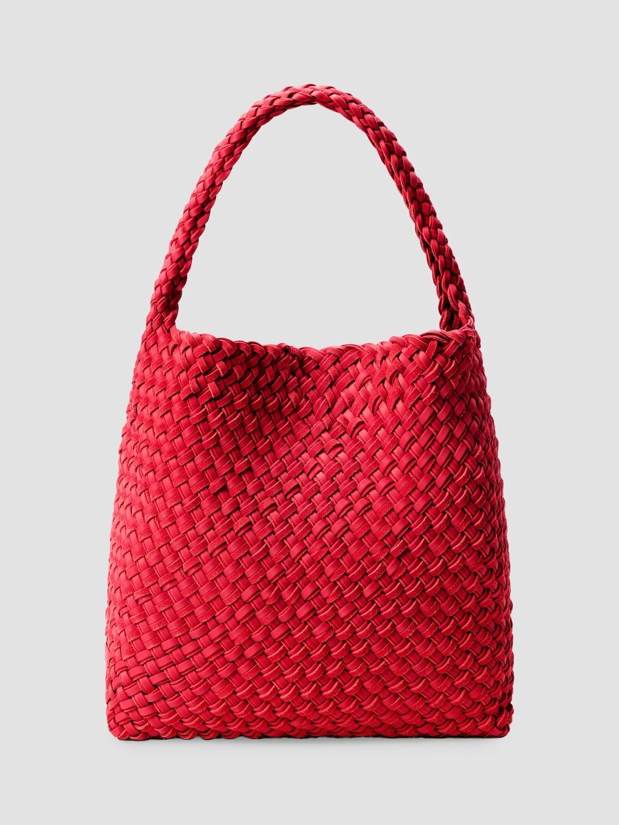 Naghedi Women's Nomad Medium Double Weave Hobo Bag - Cerise