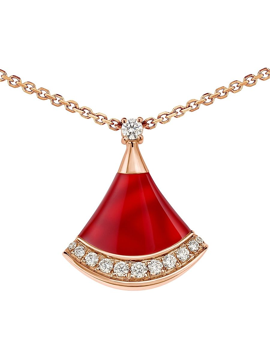 Women's Divas' Dream 18K Rose Gold, Carnelian & 0.13 TCW Diamond Pendant Necklace - Pink Gold