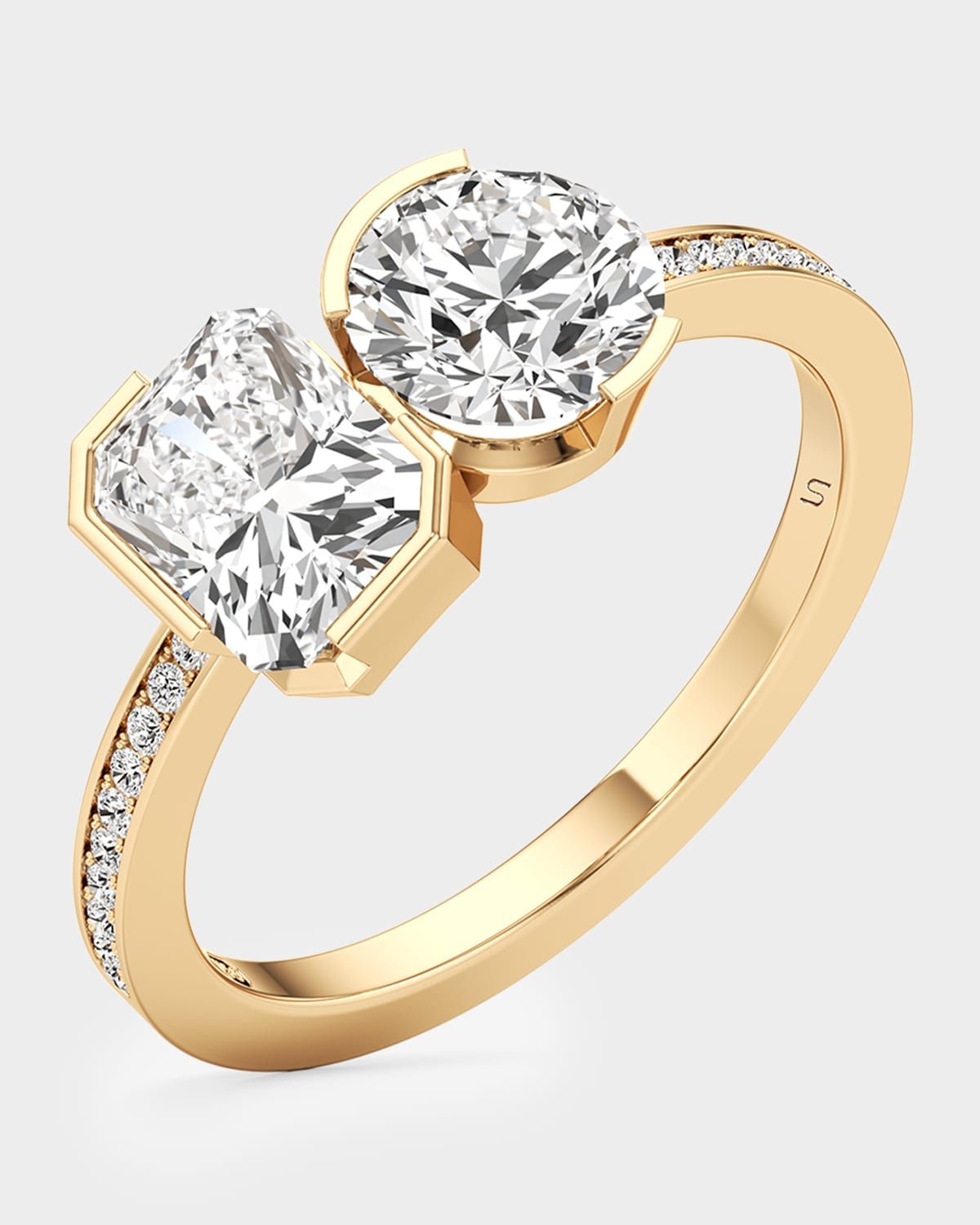 Meta Radiant-Round Lab-Grown Diamond Pave Ring in 18K Yellow Gold