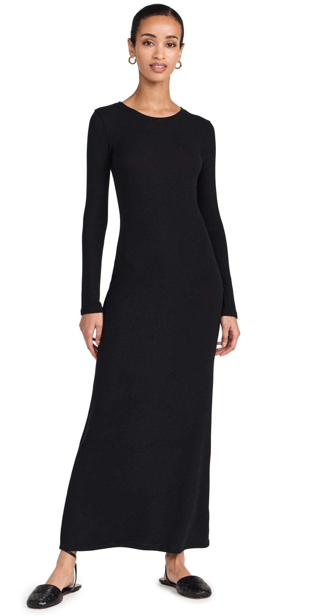 Leset Lauren Long Sleeve Maxi Dress Black XS